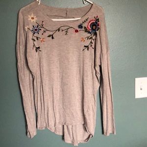 Long sleeve top with embroidered detail